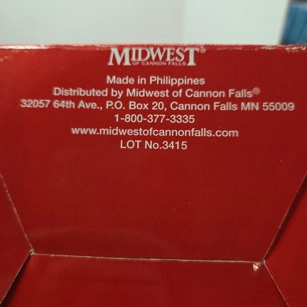 Midwest Cannon Falls Tile Santa W/Wire Wreath Tree Topper Folk Metal Cream W/Box